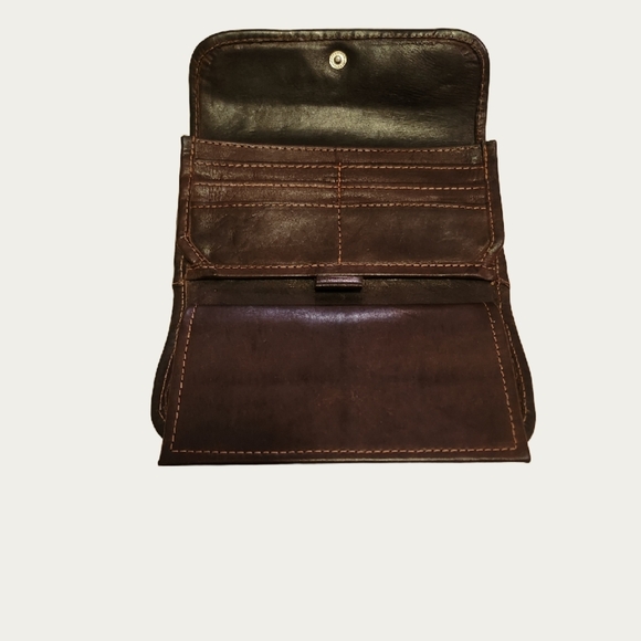 RUSTIC Floral BOHEMIAN LEATHER  Embossed WALLET, MADE IN PARAGUAY EUC - Picture 4 of 10